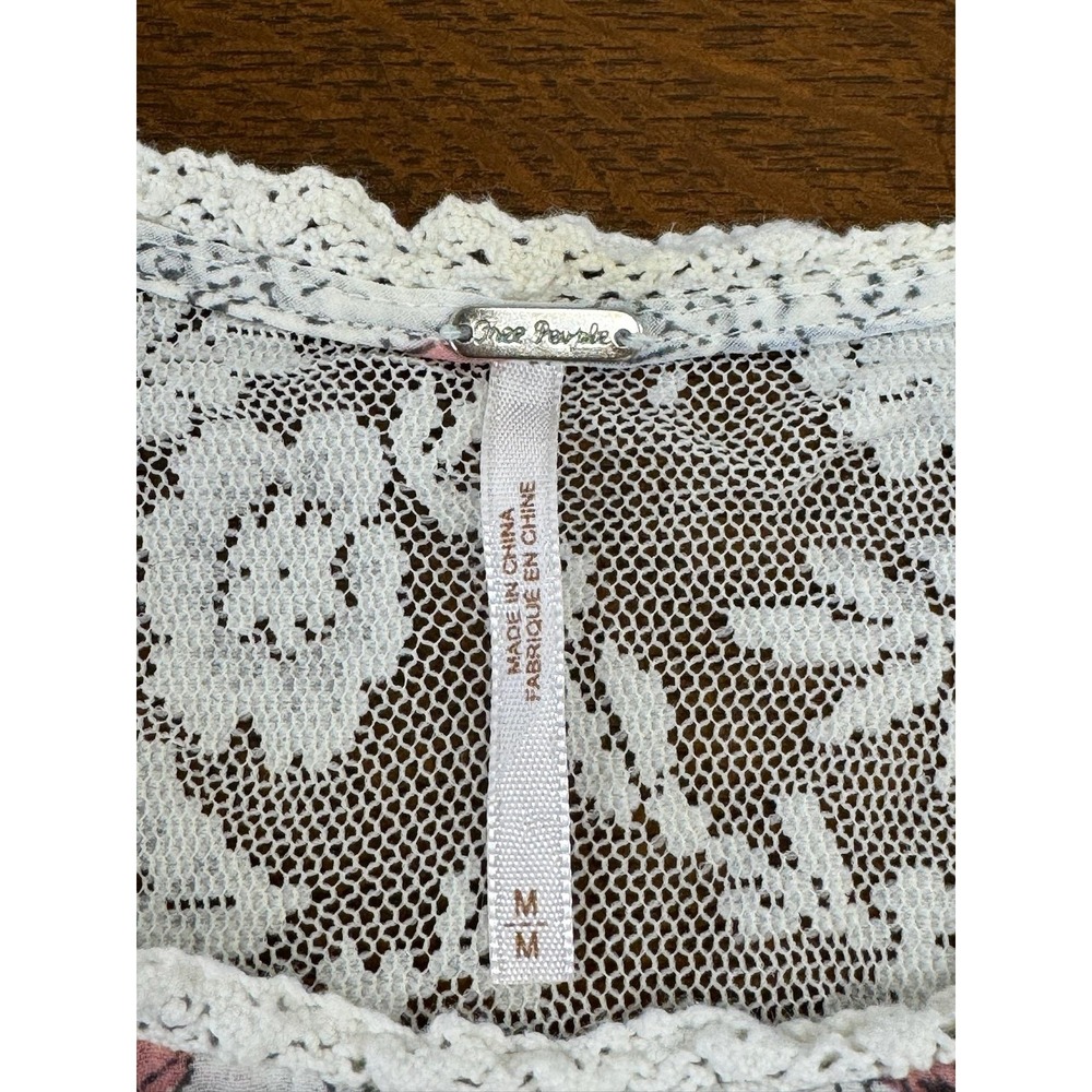 Free People Tank Top Womens Medium White‎ Lace Sheer Floral High Neck Boho Cami - Picture 3 of 7